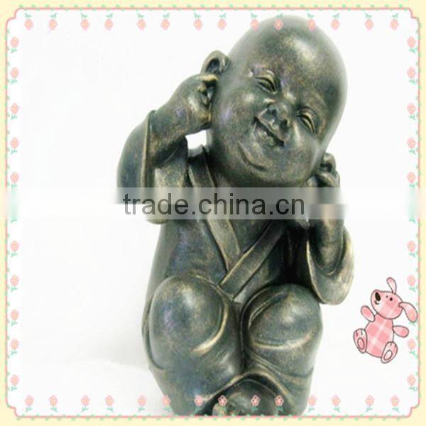 Resin Little Sitting Monk with Hands Covering Mouth Craft for Home Decoration