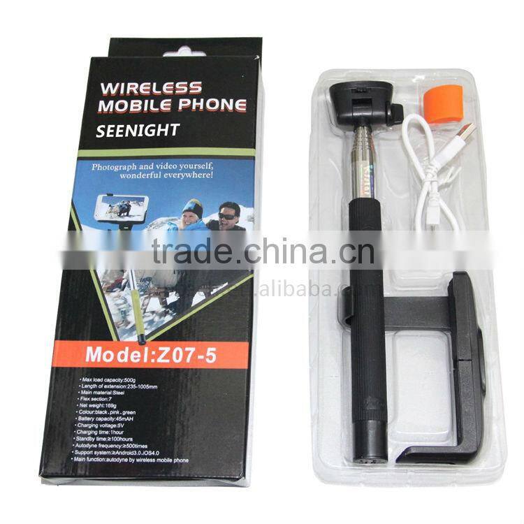 The Best Sale Item Z07-5 Bluetooth Camera Wireless Monopod Selfie Stick with Bluetooth Remote Shutter for iphone 6