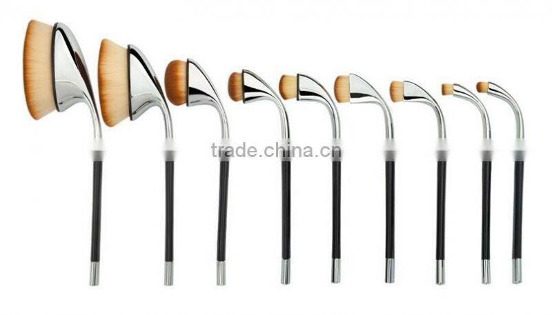 2016 Hot Selling Wholesale Golf Shape 9pcs Oval Brush Makeup