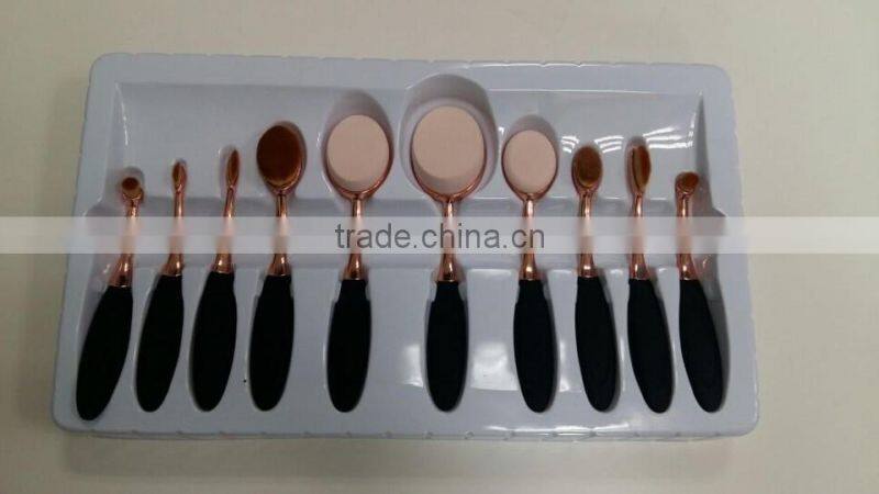 cosmetic rose gold oval makeup brush set