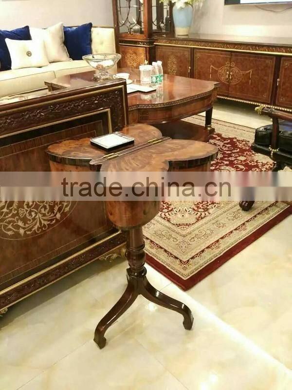 Vintage Style Natural Wood Carved Coffee Table With Seashell Mosaic Crafts Handmade Marquetry Living Room Round Side Table