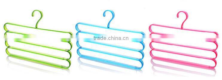 Fashion Colorful 4Layer Plastic Trousers Hanger Towel Hanger Clothes Hanger