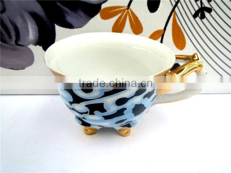 Blue Porcelain Ceramic coffee Cups and Saucers