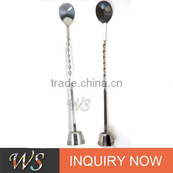 WS-BS89 stainless steel twist handle bar spoon cocktail stirrer spoon with base
