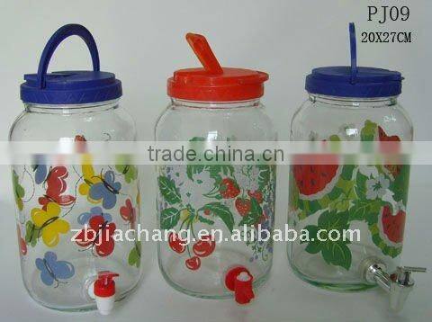 big glass juice jars with tap PJ09