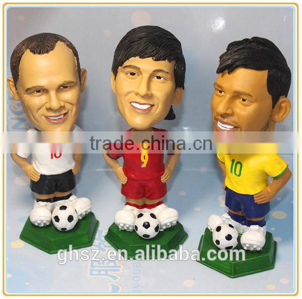 Customize resin bobble head football player action figure football moving head dolls