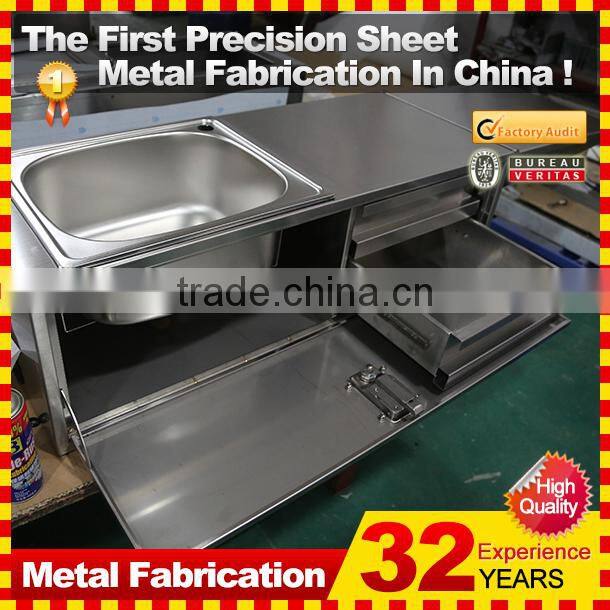 Custom stainless steel kitchen sink for off road camping trailer