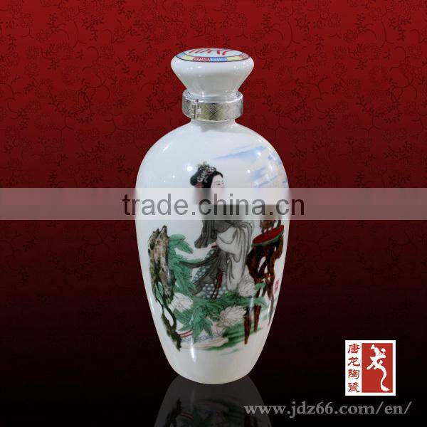 Chinese porcealin green glazed bulk wine bottles for new year gift