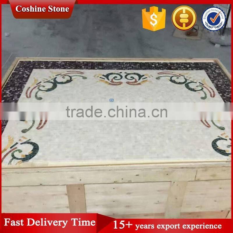 Mixed white brown marble mosaic border inlay floor tiles