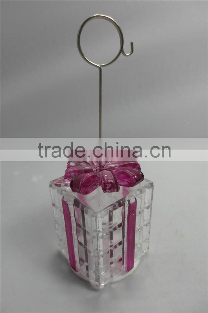 Holiday Party Placecard Favor in Gift Box Shape with a Blue or Green Ribbon