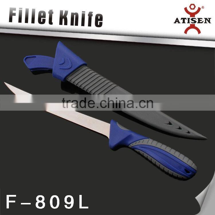Hot Sale 3Cr14 Fillet Knife TPR+PP Handle With Sheath Fishing Knife Tools