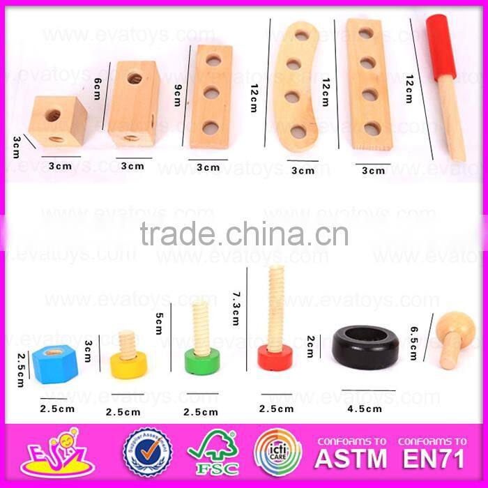 2015 Funny play Wooden Montessori DIY screws toy,Wooden Kids Toy Screw Nut Combination,Wholesale cheap wooden screws toy W03C012