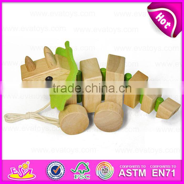 2015 Promotional toy Funny Kids Pull line dog toys,Wooden children pull string toy,High quality wooden pull animal toy W05B100