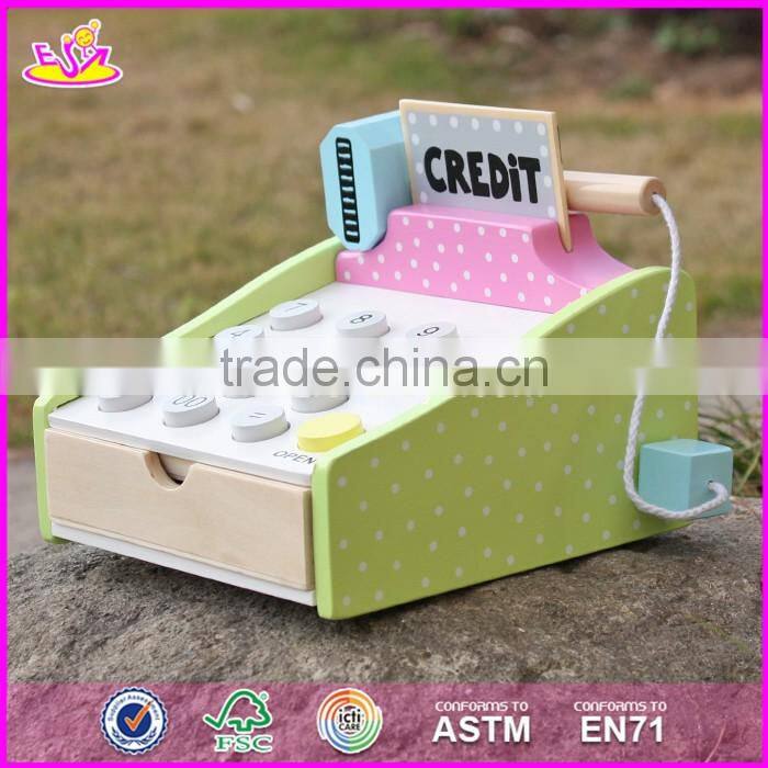 2017 new design children preschool wooden toy credit card machine W10A059