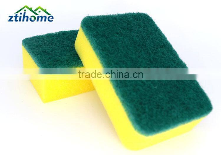 different rectangle kitchen green scouring pad with yellow sponge