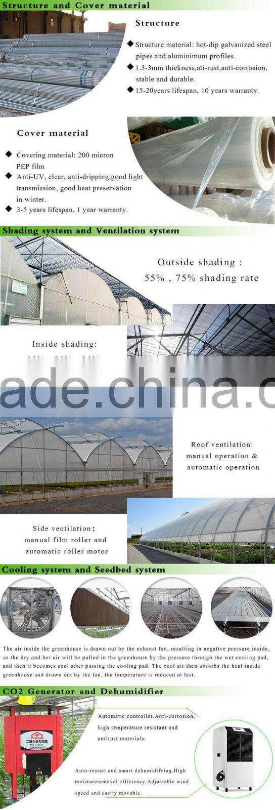 factory hot sales the best price glss and pc sheet greenhouse with service