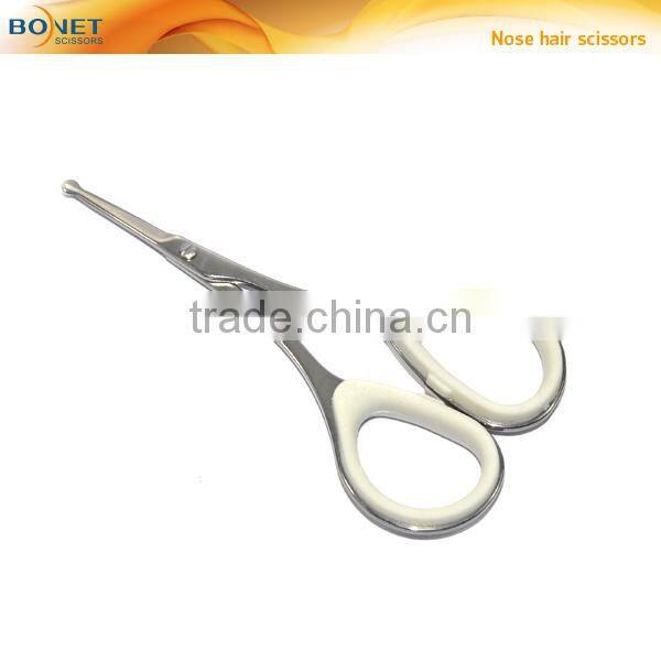 SEM0013 3-1/2'' mirror polised blades soft rubber ring handle high quality round/sharp point vibrissa/nose hair scissors