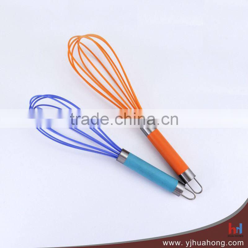 Transparent plastic handle silicone egg whisk (HEW-37A)