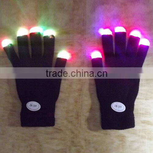 New Led Flashing gloves Rainbow Flash Fingertip LED Gloves Unisex Light Up Glow Stick Gloves Mittens