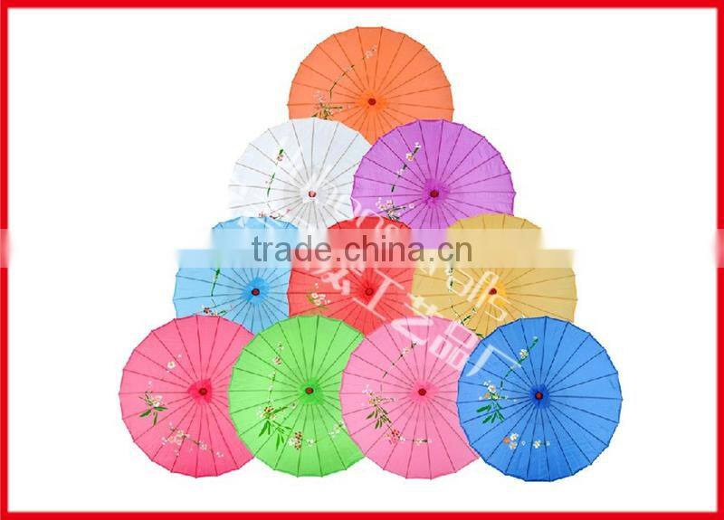 Flower panited Chinese silk bamboo parasol