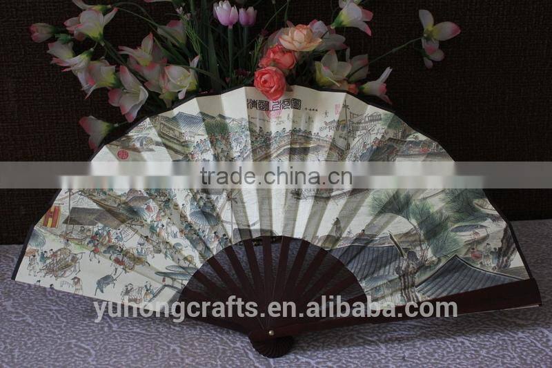 Elegant and high quality bamboo silk fan for advertising