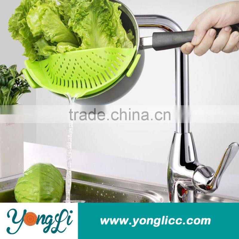 Kitchen Pan Strainer Snap'n Strain Clip-on Silicone Pasta for Draining Liquid