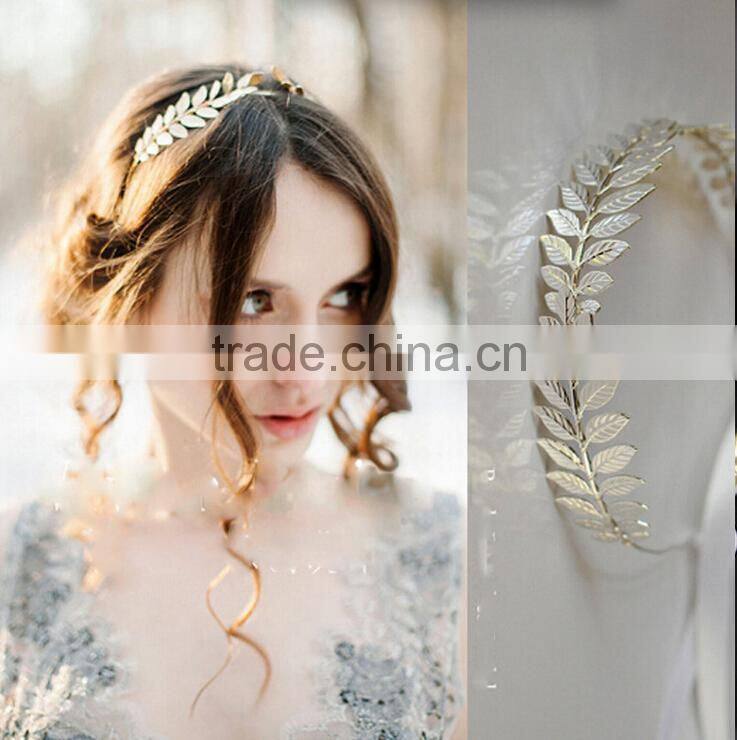 High Quality Tiara Metal Crowns Geek Goddess Athena Leaf Headband LH003-001
