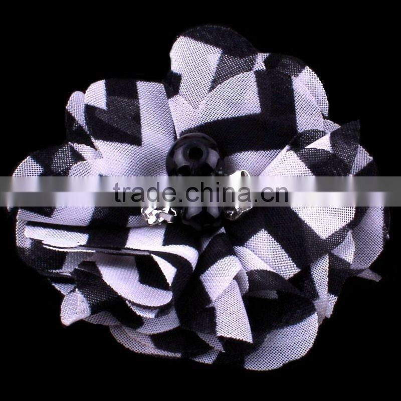 handmade fabric flower with pearl in center headband for kids hair accessories