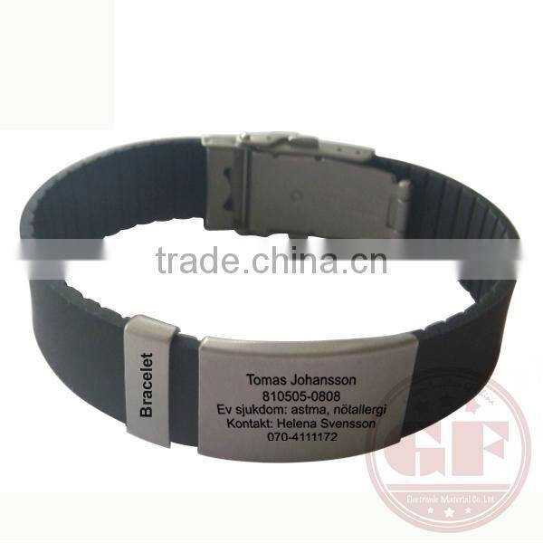 FDA Approved Top OEM 12 Colors Wide Silicone Medical QR Code Bracelet