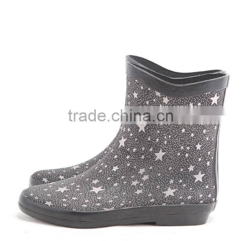 Fabric rain boots with flower fabric upper