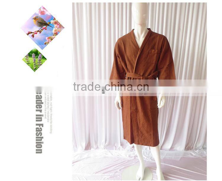 Brown Bathrobe For Women Spa Cmfortable Cotton Waffle Bathrobe Winter Warm Long Sleeve Pajamas