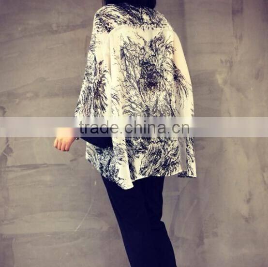 Latest ladies cardigan printing fabric for women cardigan without buttons