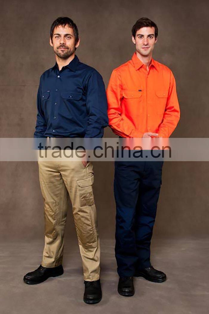 COTTON WORKIng UNIFORM OPEN FRONT LONG SLEEVE WORKWEAR SHIRTS FOR MEN