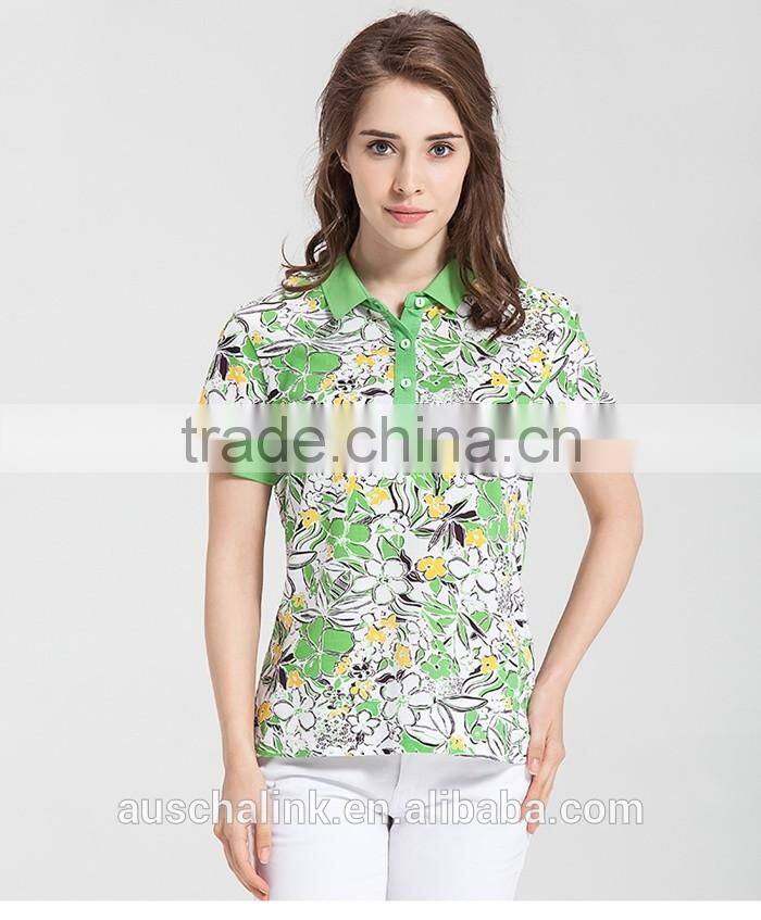 2016 new designs lady colorful polo t shirt factory price