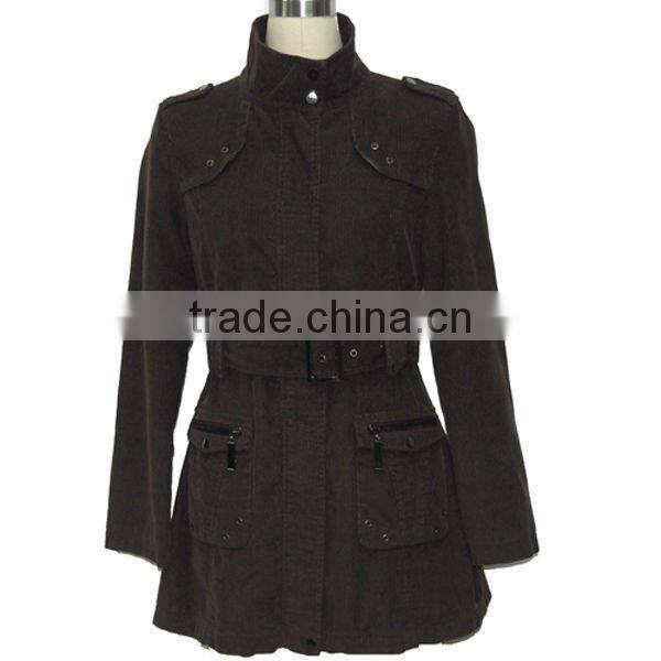 Women cotton long corduroy coats model
