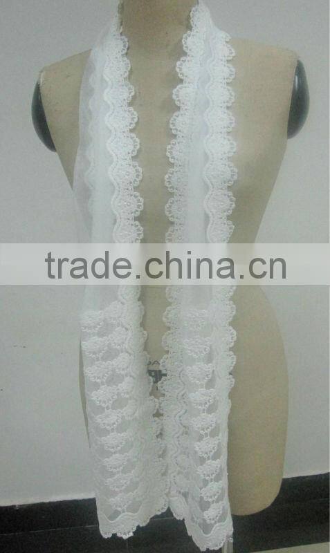 machine made cotton crochet mesh lace scarf