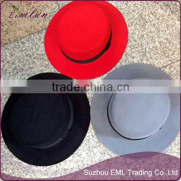 Winter Women Flat Top Woolen Fedora Hat