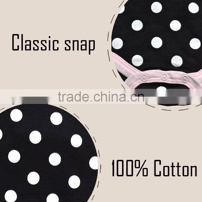 2014 latest dot baby rompers 100% cotton black wave-point snap princess imperial crown rompers