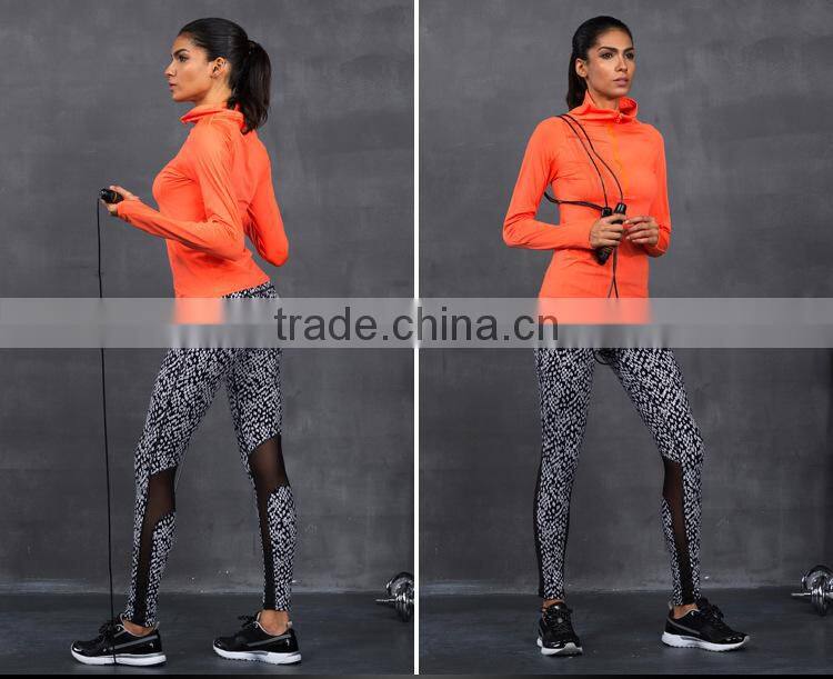 Wholesalegirls plain long sleeved dry fit t-shirts half zip orange