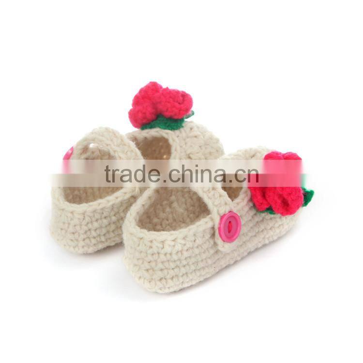 Flower Button Style Free Pattern Crochet Baby Girls Shoes