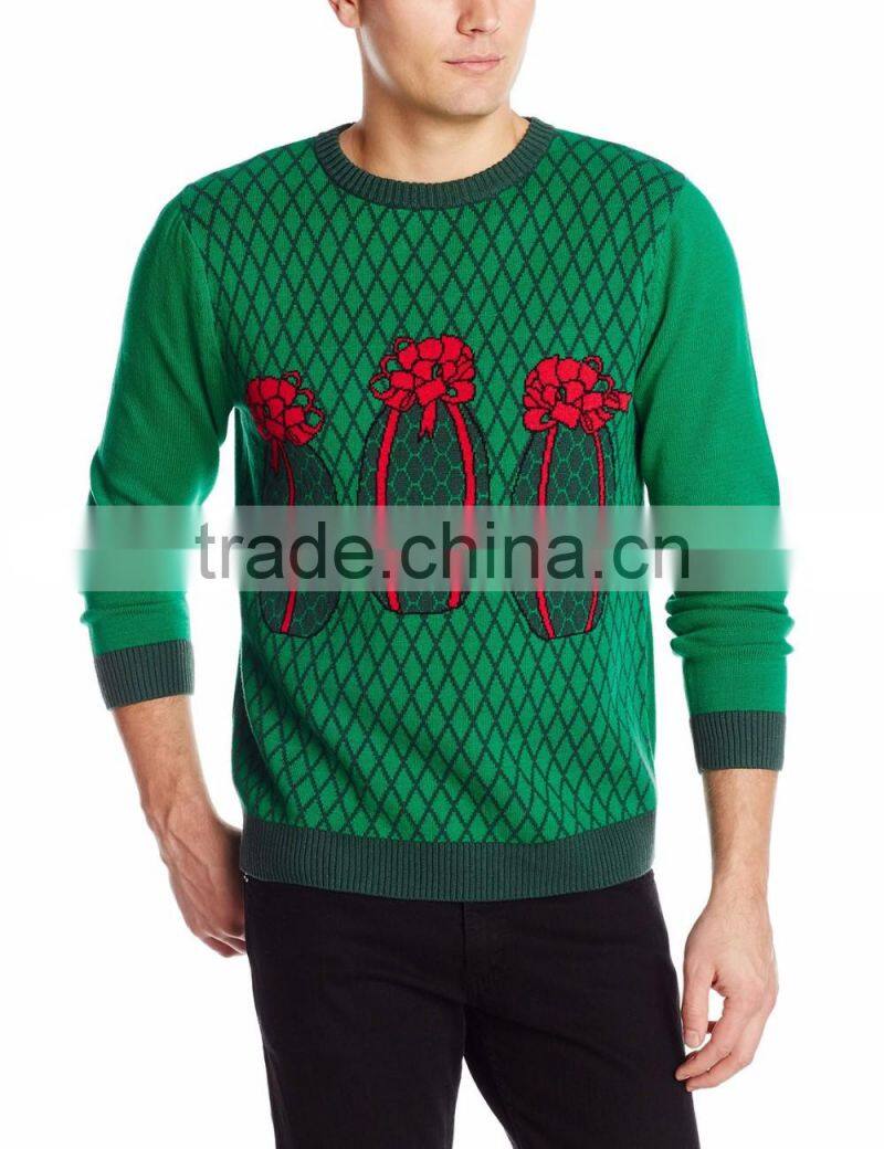 Men Green Sweater 3gifts Pattern Christmas Jumpers