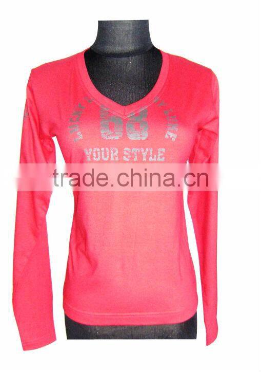 ladys sweatshirt fleece v- neck sweater