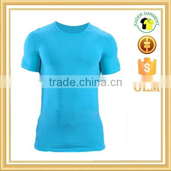 mens gym wear fitness clothing polyester muscle fit t shirt wholesale China