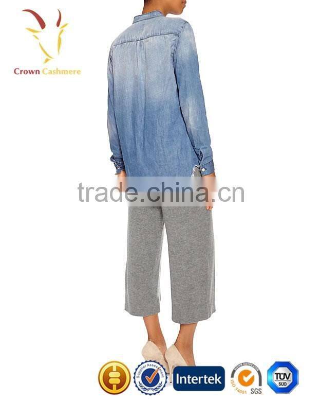 Long Lady 100 Cashmere Pants with Two Front Pockets