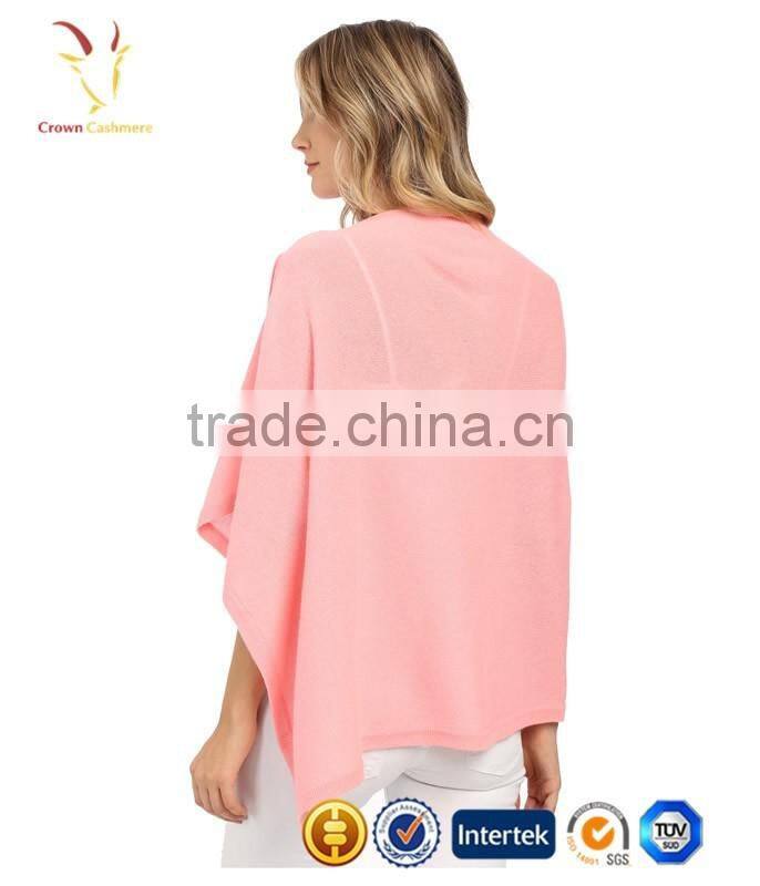 Pink Lovely Lady Cashmere Knitted Poncho Shawls