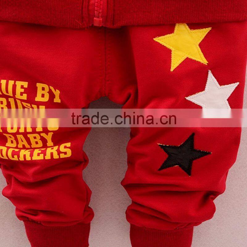 New cotton five-pointed star boy long-sleeved two-piece suit