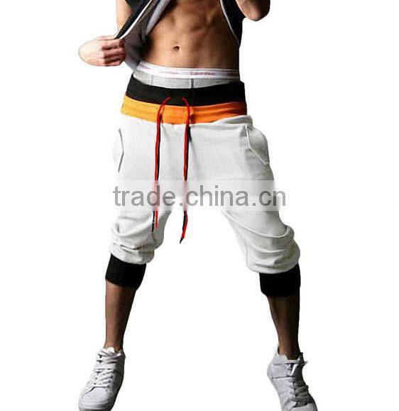 OEM bulking buy closed bottom polyester/cotton yarn custom pocket half pants for men