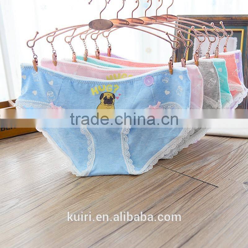 Women Low waist cotton underwear lace love students teen girls briefs panty