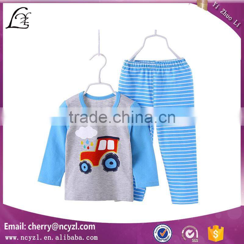wholesale 100% cotton 2 to 6 year old children winter stripe pajamas children clothing set