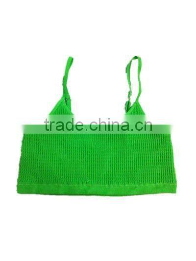 magic wrinkle seamless front double layers sport tank top cami bra with removable pad